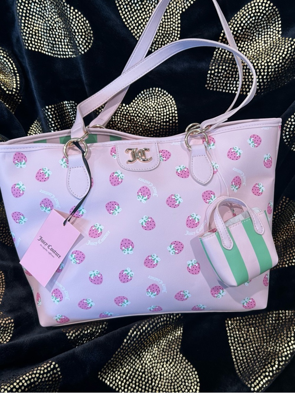 Juicy Couture Pink Strawberry Print Tote